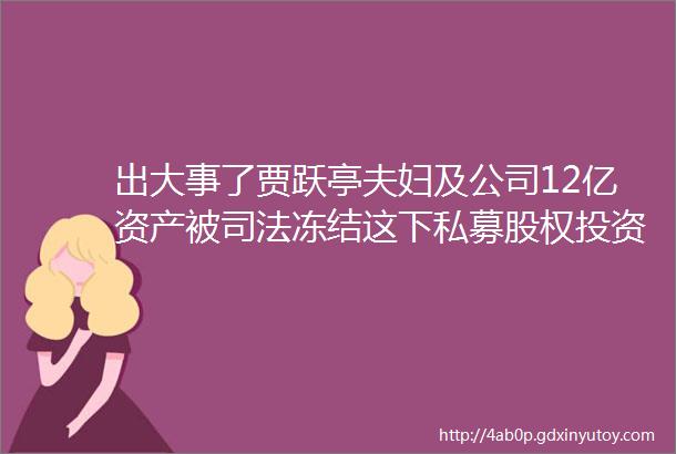 出大事了贾跃亭夫妇及公司12亿资产被司法冻结这下私募股权投资人ldquo被回购rdquo的钱也没着落了